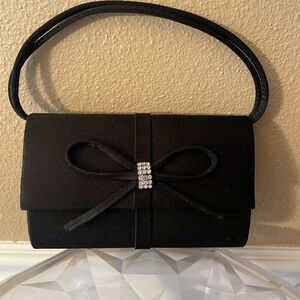 Gunne Sax Satin Rhinestone Bow Womens Evening Purse